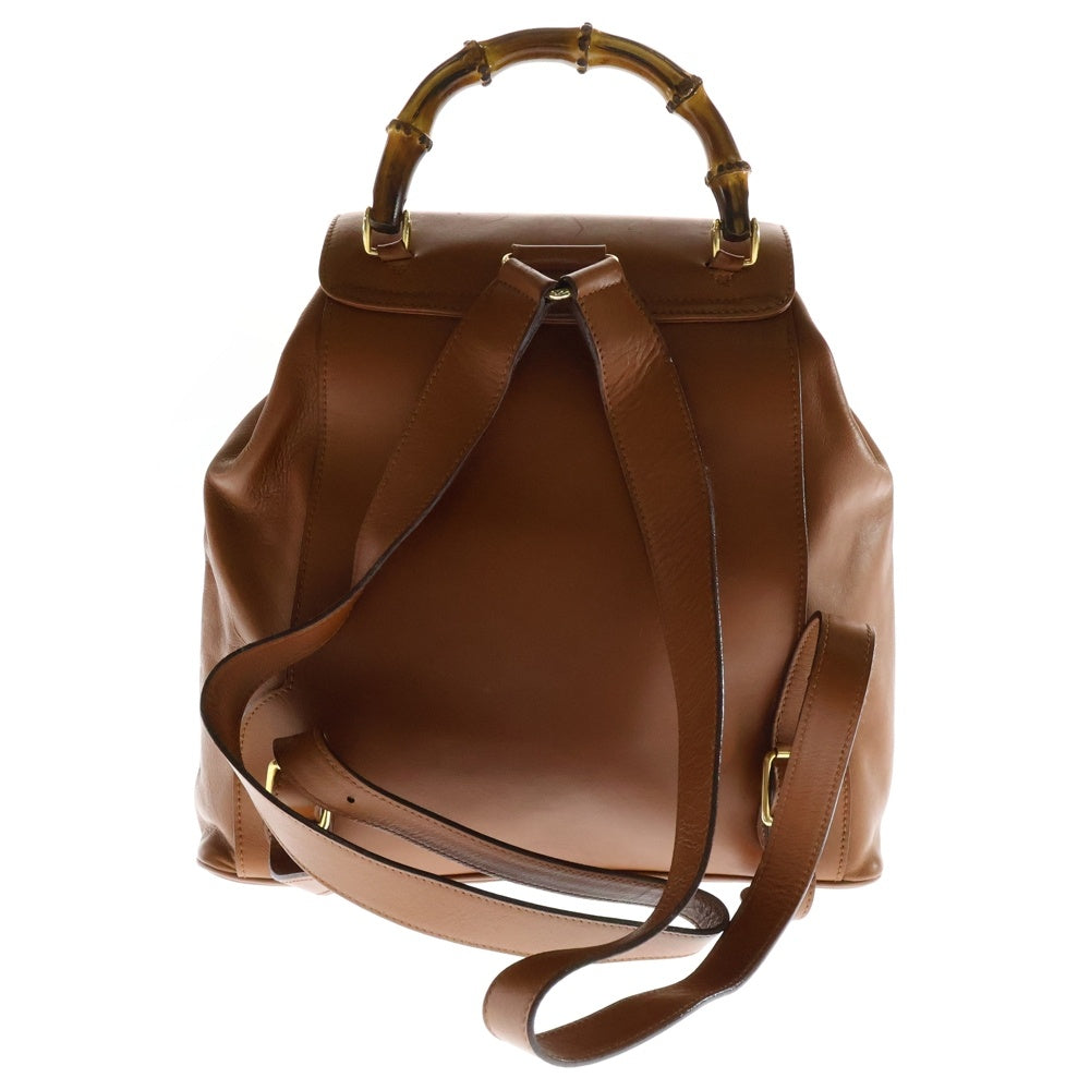 GUCCI(グッチ) バンブー レザー バックパック リュックサック ゴールド金具 ブラウン 0032058
