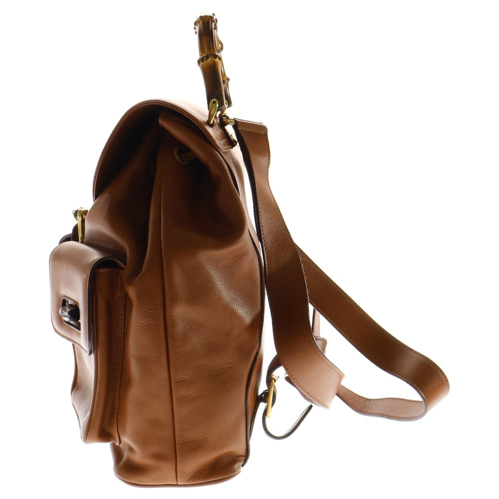 GUCCI(グッチ) バンブー レザー バックパック リュックサック ゴールド金具 ブラウン 0032058