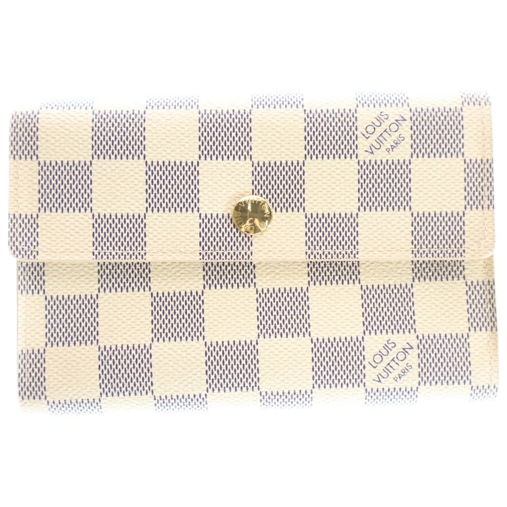 LOUIS VUITTON(ルイヴィトン) ダミエアズール ポルトフォイユ アレクサンドラ ウォレット ゴールド金具 ホワイト N63068