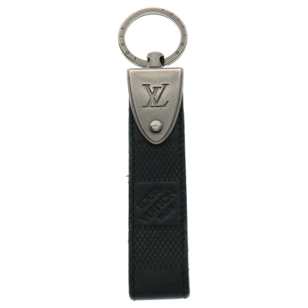 LOUIS VUITTON(ルイヴィトン) ポルトクレ ドラゴンヌ ダミエ グラフィット レザー キーリング キーホルダー シルバー金具 ブラック M65049
