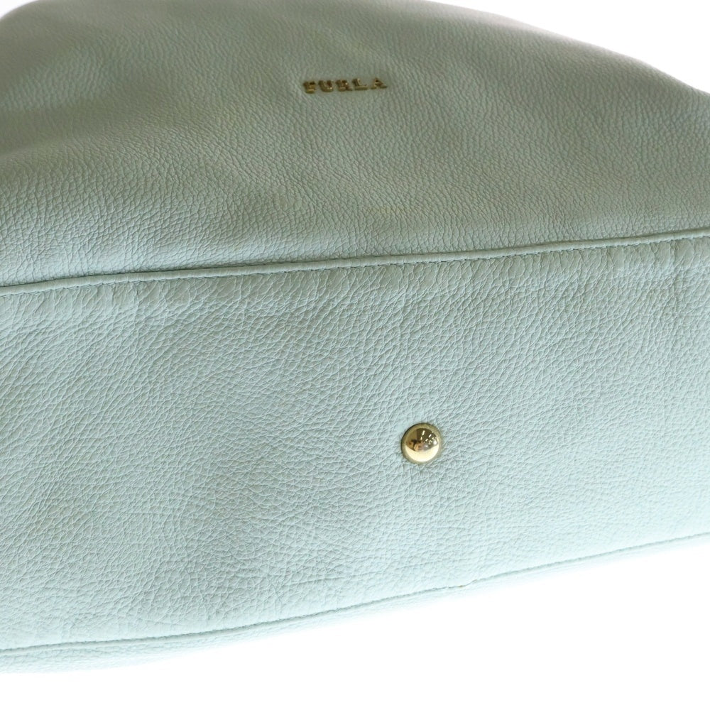 FURLA(フルラ) ハートチャーム付き レザー ハンド トートバッグ ライトブルー/ブラウン レディース