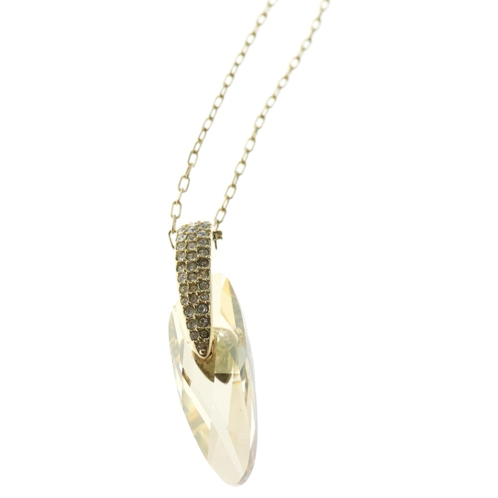 SWAROVSKI(スワロフスキー) ファセットカット クリスタル ラインストーン パヴェ チェーンネックレス ゴールド レディース