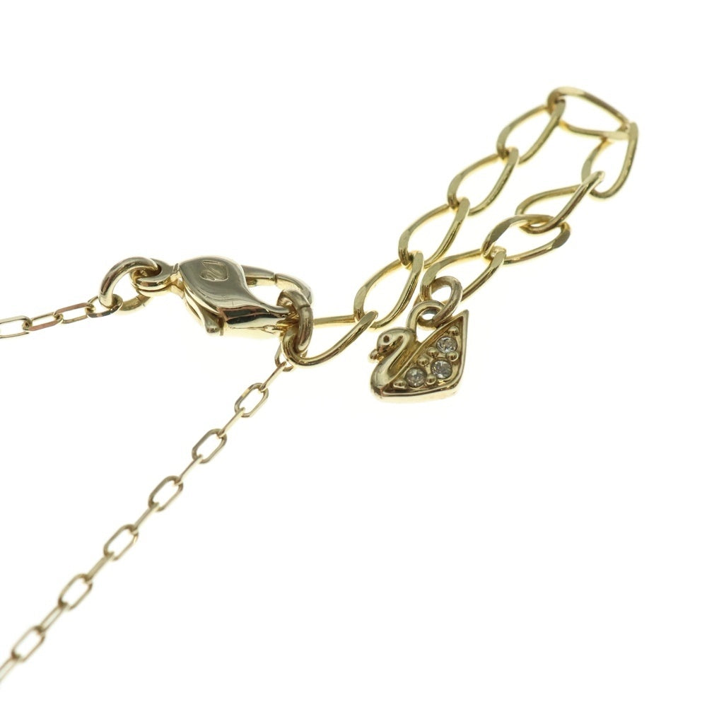 SWAROVSKI(スワロフスキー) ファセットカット クリスタル ラインストーン パヴェ チェーンネックレス ゴールド レディース