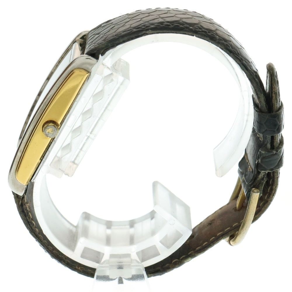 TISSOT(ティソ) スクエア クオーツ腕時計 ウォッチ グリーン ピンク文字盤 SS×レザー/QZ A222