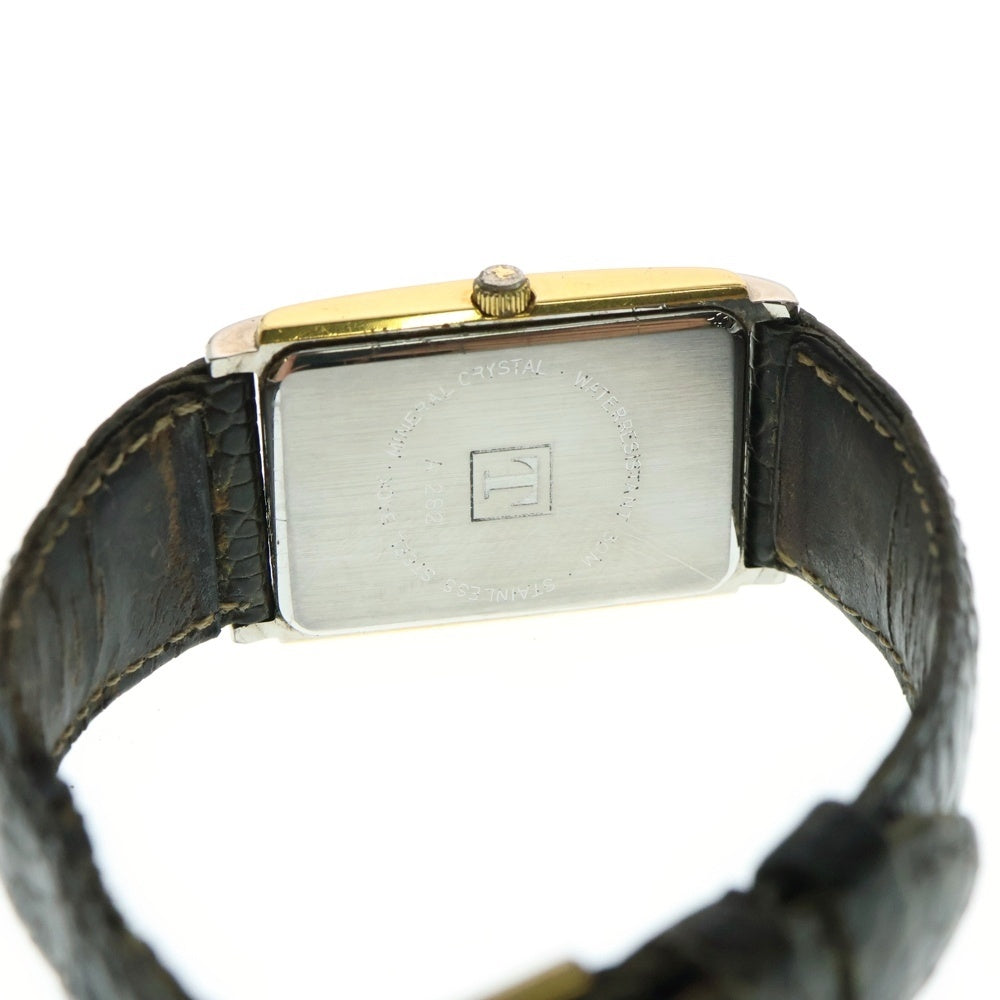 TISSOT(ティソ) スクエア クオーツ腕時計 ウォッチ グリーン ピンク文字盤 SS×レザー/QZ A222
