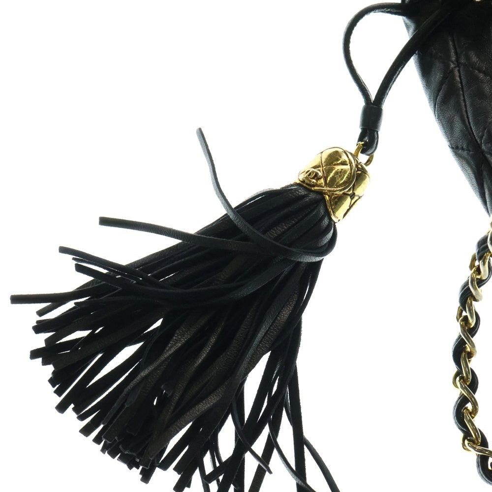 CHANEL(シャネル) マトラッセ ココマーク ラムスキン レザー タッセル フリンジ チェーンショルダーバッグ ゴールド金具 ブラック 1番台