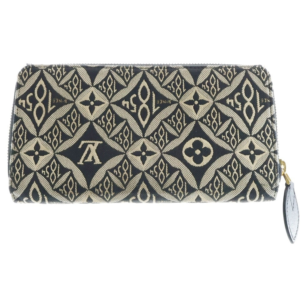 LOUIS VUITTON(ルイヴィトン) モノグラム ジャガード ジッピーウォレット 長財布 ブラック キャンバス×レザー Since1854 M80324