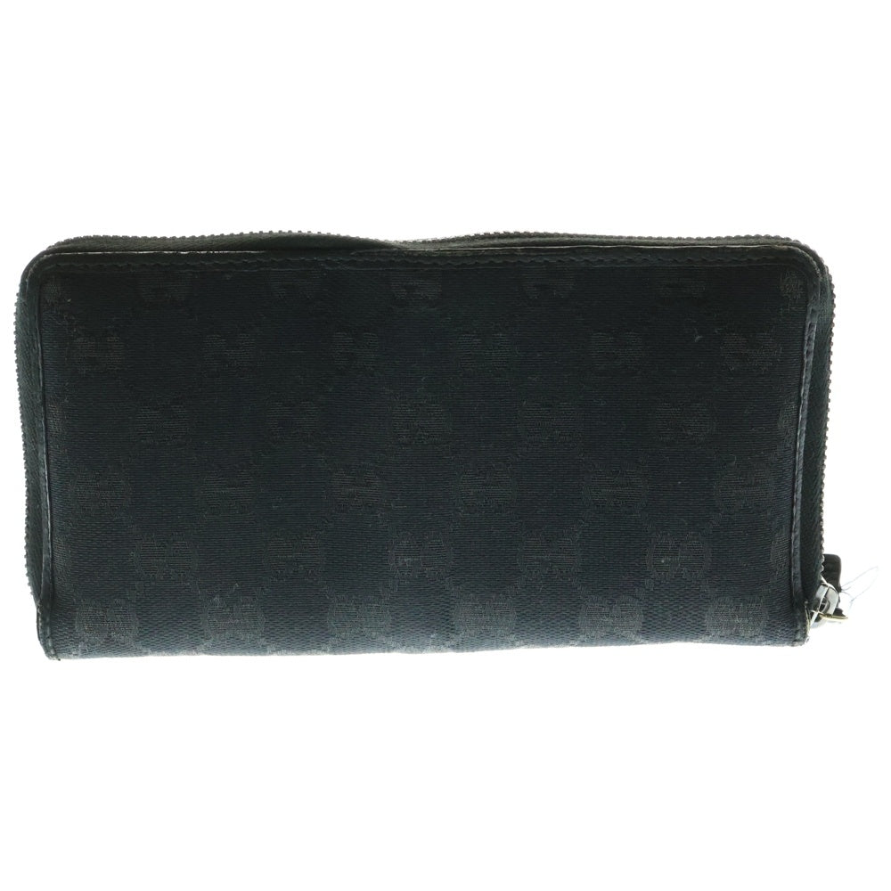 GUCCI(グッチ) グッチシマ ラウンドジップ ロングウォレット 長財布 ブラック シルバー金具 キャンバス レザー 307980