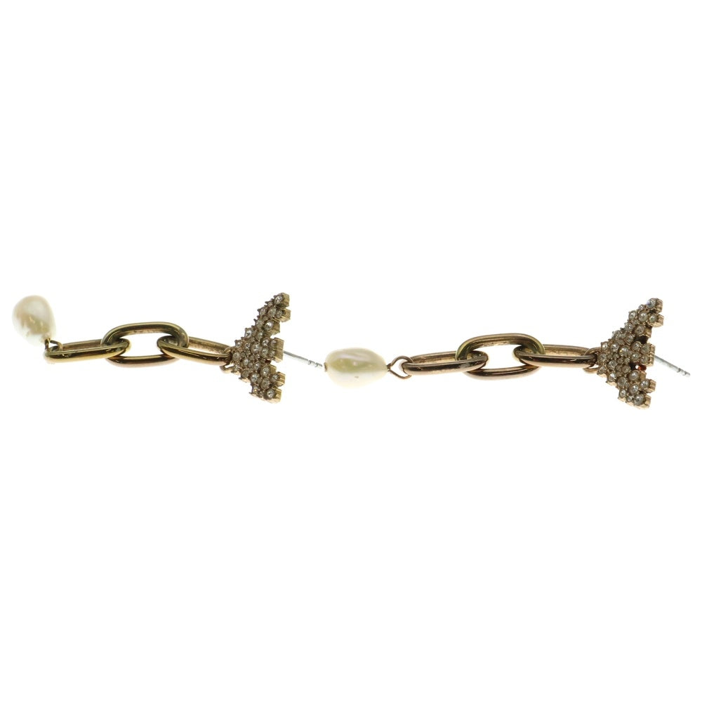 EMPORIO ARMANI(エンポリオアルマーニ) イーグルモチーフ ラインストーン チェーン ドロップピアス ゴールド レディース〇