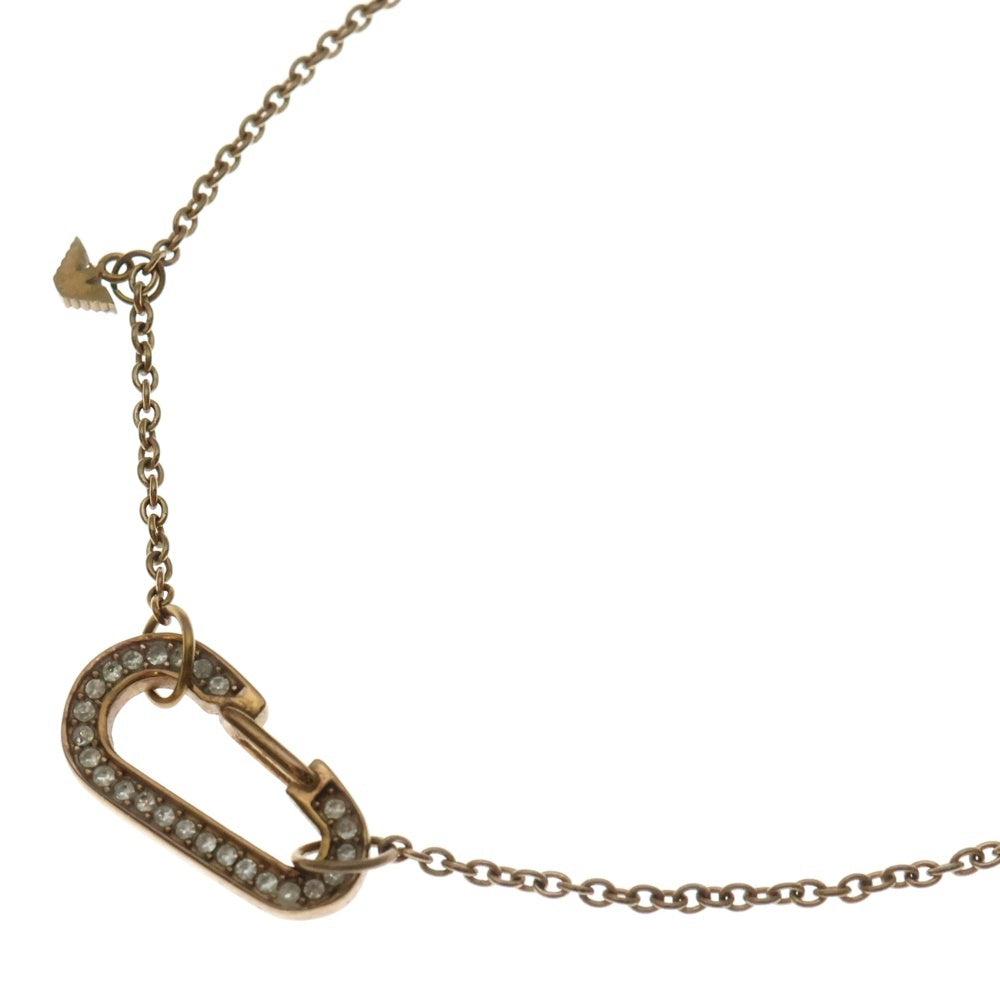 EMPORIO ARMANI(エンポリオアルマーニ) カラビナ ラインストーン チェーンネックレス ゴールド