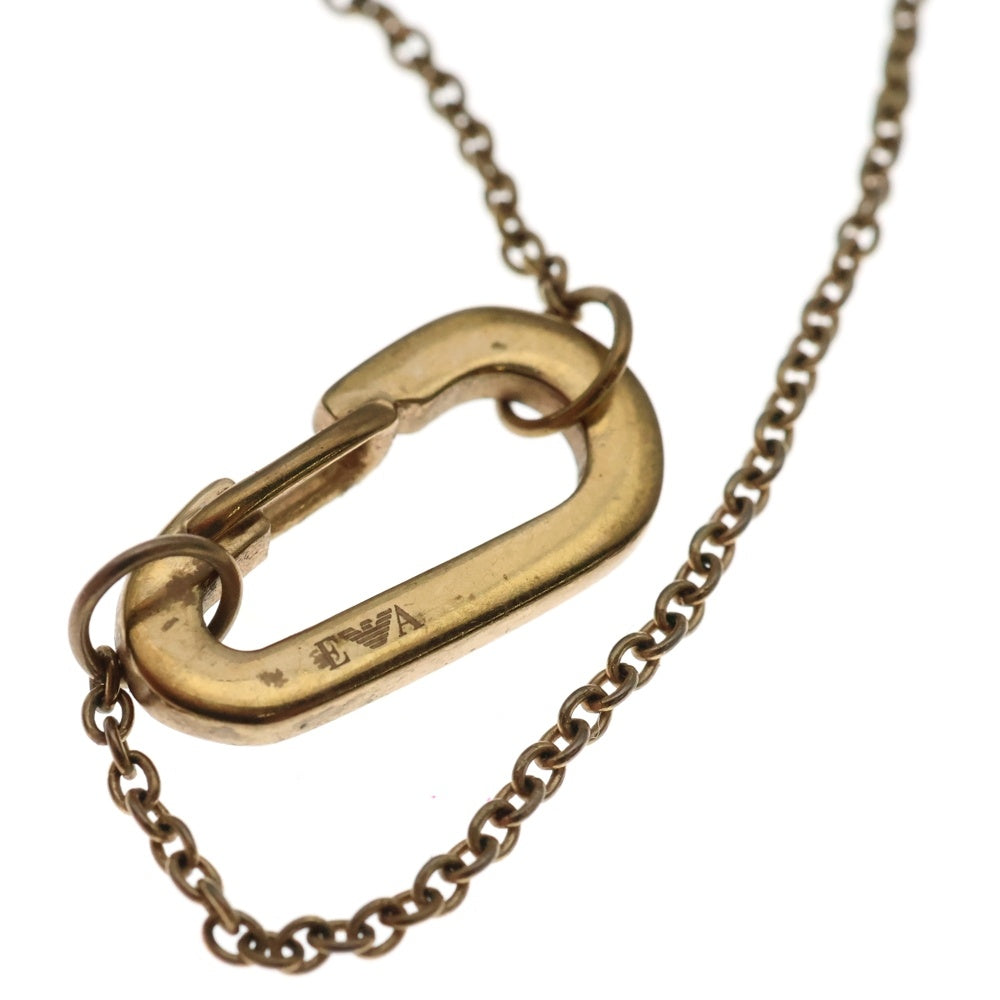 EMPORIO ARMANI(エンポリオアルマーニ) カラビナ ラインストーン チェーンネックレス ゴールド