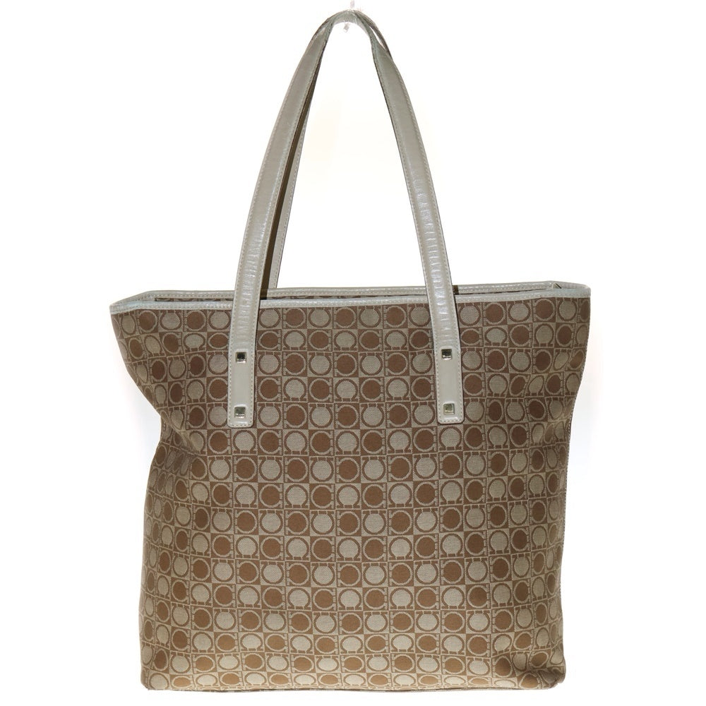 Salvatore Ferragamo(サルヴァトーレ フェラガモ) 総柄トートバッグ ベージュ キャンバス×レザー