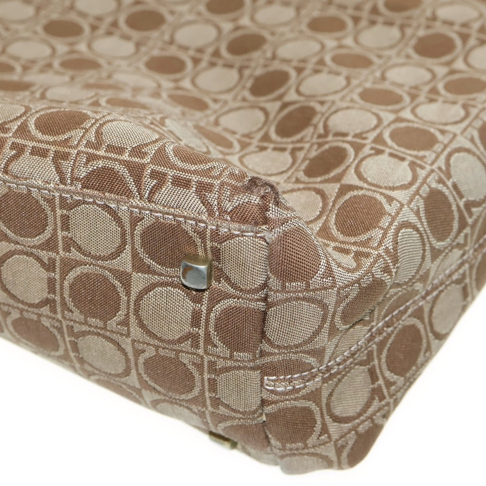 Salvatore Ferragamo(サルヴァトーレ フェラガモ) 総柄トートバッグ ベージュ キャンバス×レザー