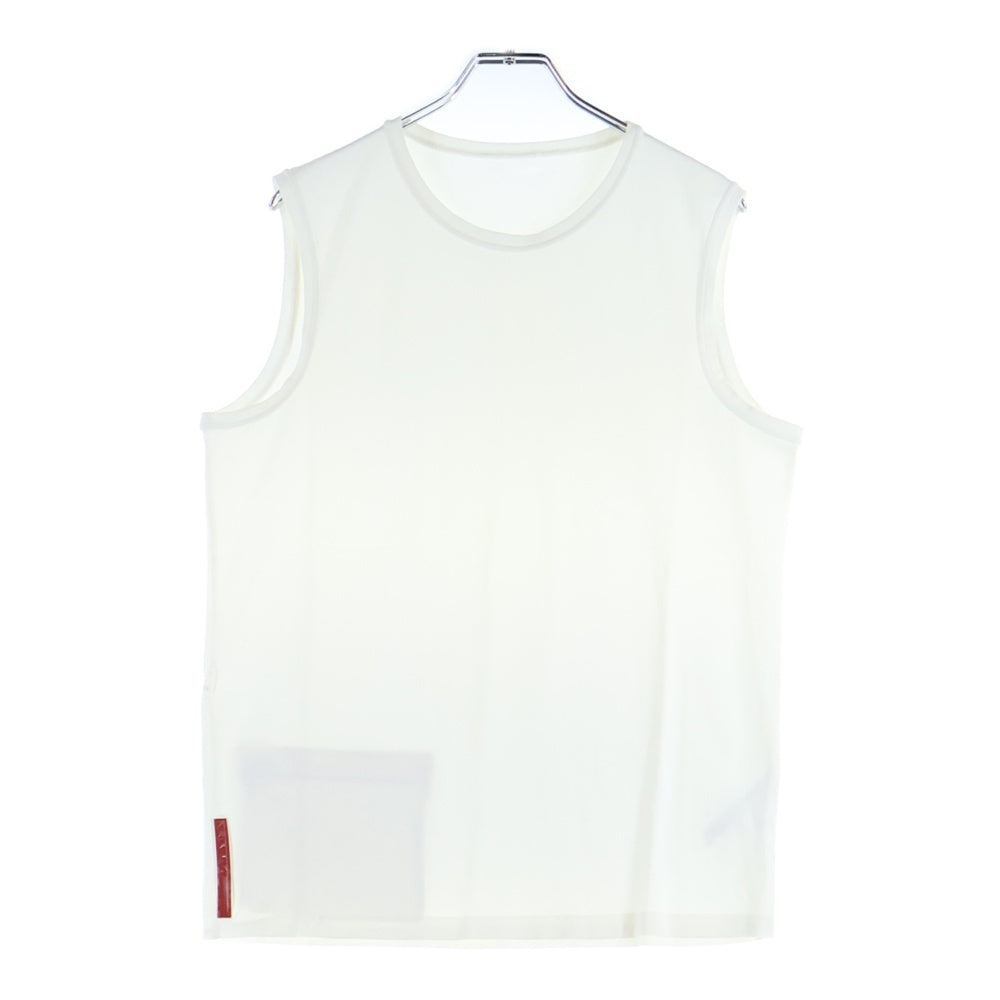 PRADA(プラダ) ラバーロゴ バックポケットデザイン クルーネック ノースリーブ タンクトップ カットソー ホワイト