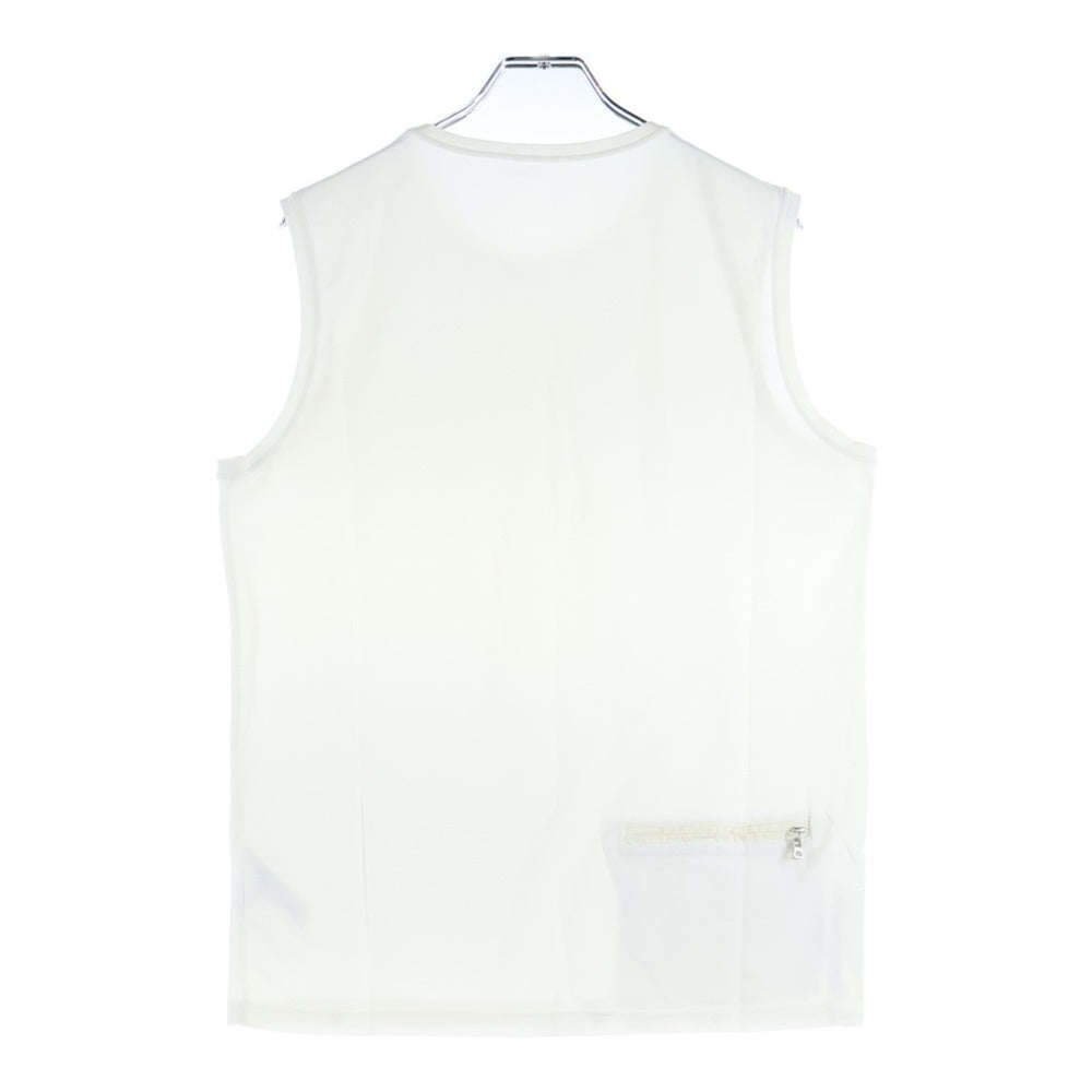 PRADA(プラダ) ラバーロゴ バックポケットデザイン クルーネック ノースリーブ タンクトップ カットソー ホワイト