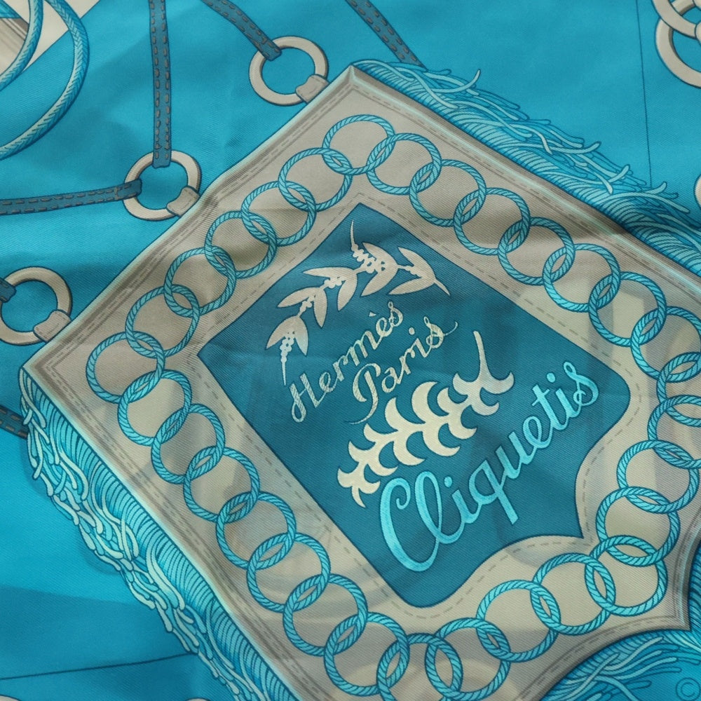 HERMES(エルメス) カレ90 クリケティス シルクスカーフ ライトブルー