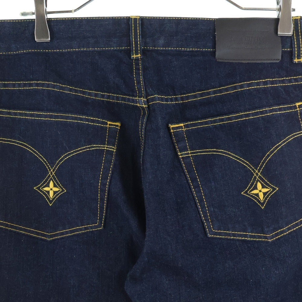 LOUIS VUITTON(ルイヴィトン) モノグラム刺繍 ストレートデニムパンツ ジーンズ インディゴ RM062M MJDP02CY9