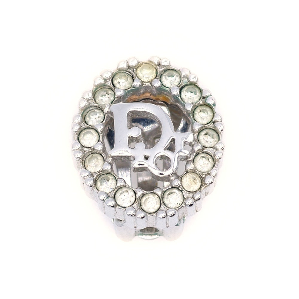 Christian Dior(クリスチャンディオール) ロゴ ラインストーン イヤリング シルバー