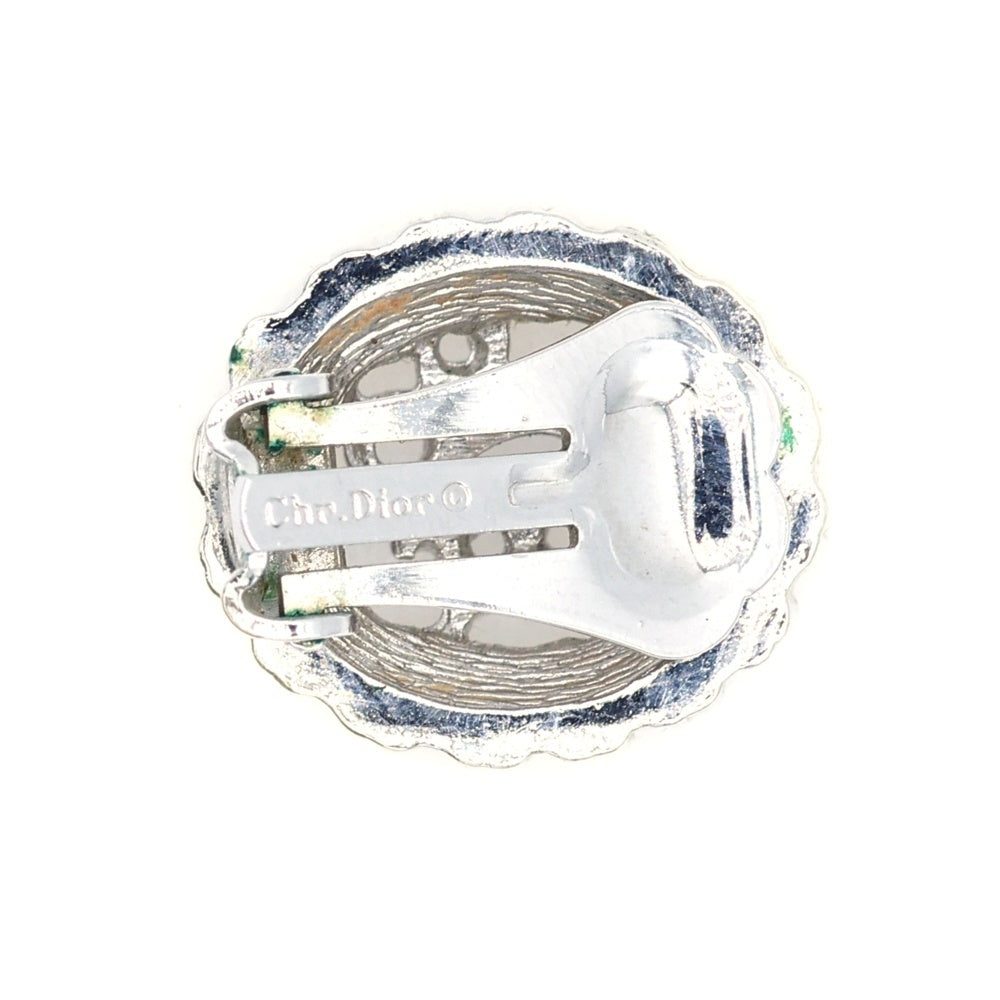 Christian Dior(クリスチャンディオール) ロゴ ラインストーン イヤリング シルバー