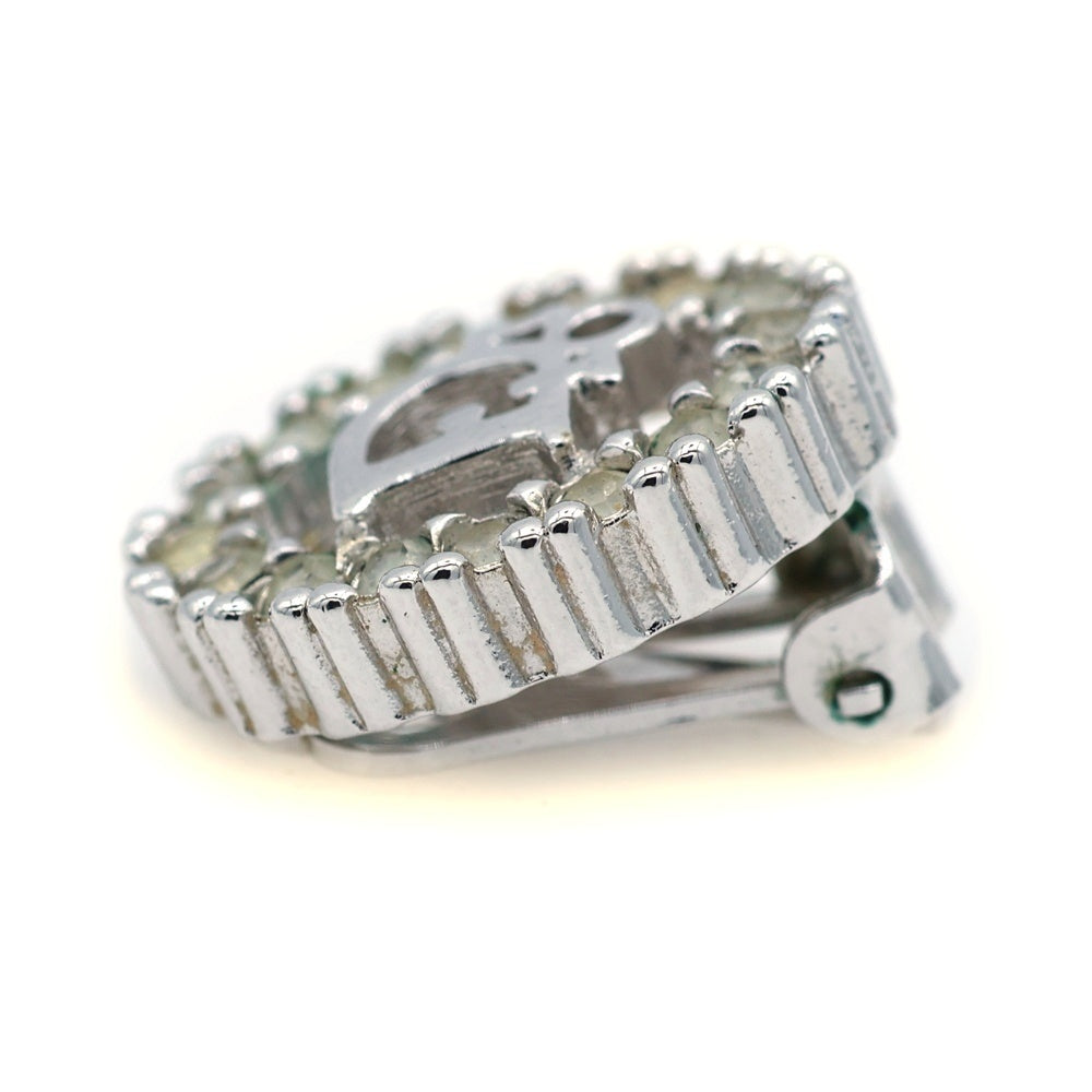 Christian Dior(クリスチャンディオール) ロゴ ラインストーン イヤリング シルバー