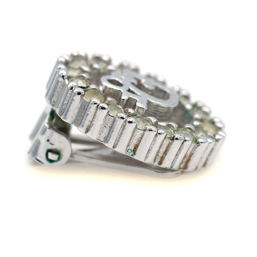 Christian Dior(クリスチャンディオール) ロゴ ラインストーン イヤリング シルバー