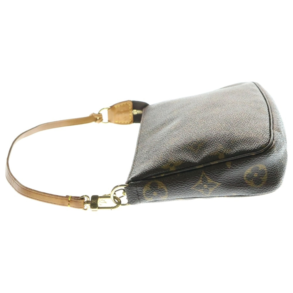 LOUIS VUITTON(ルイヴィトン) モノグラム ポシェットアクセソワール ハンドバッグ ミニバッグ ポーチ ブラウン レザー×PVC ゴールド金具 M51980
