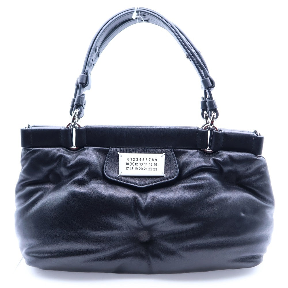 Maison Margiela 11(メゾンマルジェラ11) グラム スラム スモール ハンドバッグ ミニバッグ ブラック キルティングレザー シルバー金具 SB2WD0077