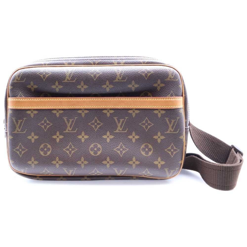 LOUIS VUITTON(ルイヴィトン) モノグラム リポーターPM ショルダーバッグ ブラウン レザー×PVC ゴールド金具 M45254