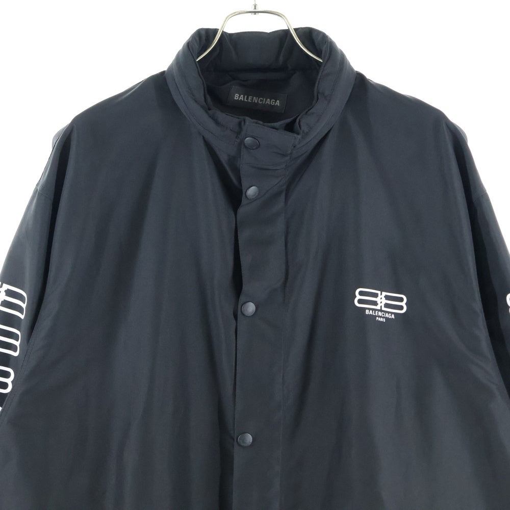 BALENCIAGA(バレンシアガ) 23SS BBロゴ プリント スナップボタン ジップアップ ナイロン ジャケット ブラック 704491