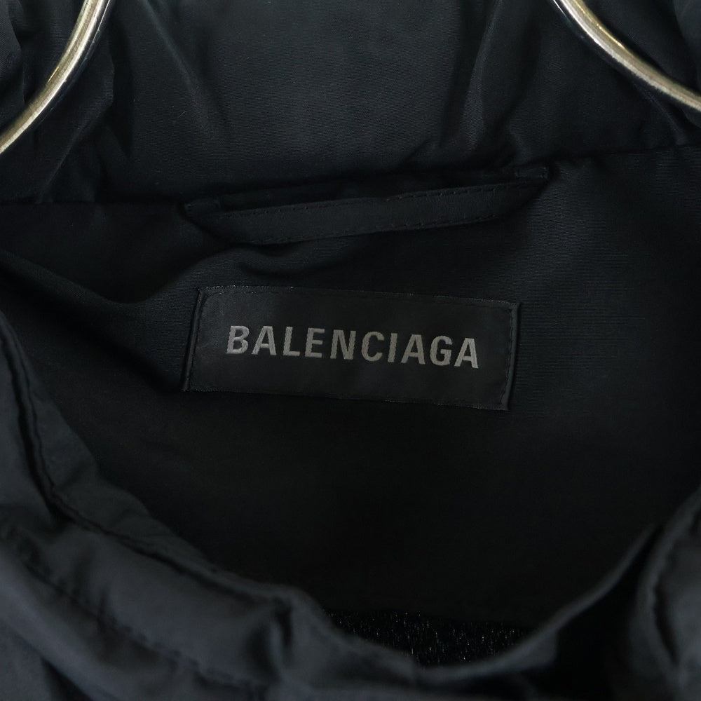 BALENCIAGA(バレンシアガ) 23SS BBロゴ プリント スナップボタン ジップアップ ナイロン ジャケット ブラック 704491
