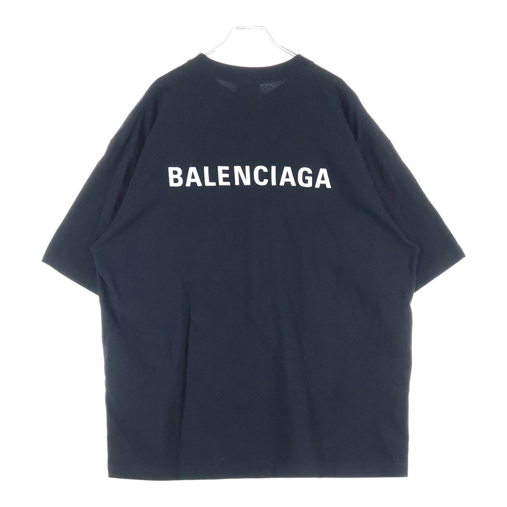 BALENCIAGA(バレンシアガ) 21SS フロントワンポイント バックロゴ刺繍 クルーネック 半袖Tシャツ カットソー ブラック 612966