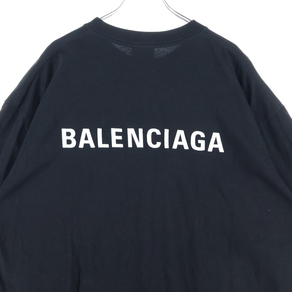 BALENCIAGA(バレンシアガ) 21SS フロントワンポイント バックロゴ刺繍 クルーネック 半袖Tシャツ カットソー ブラック 612966