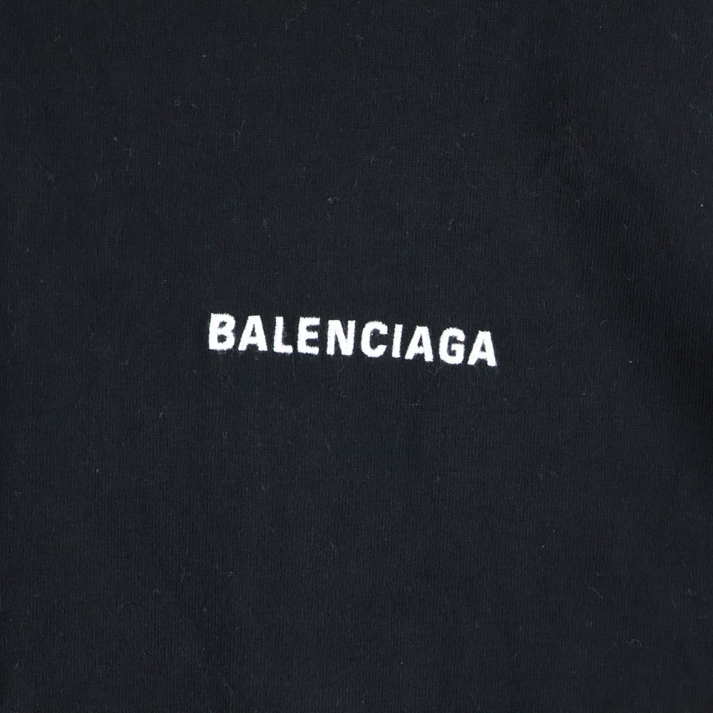 BALENCIAGA(バレンシアガ) 21SS フロントワンポイント バックロゴ刺繍 クルーネック 半袖Tシャツ カットソー ブラック 612966