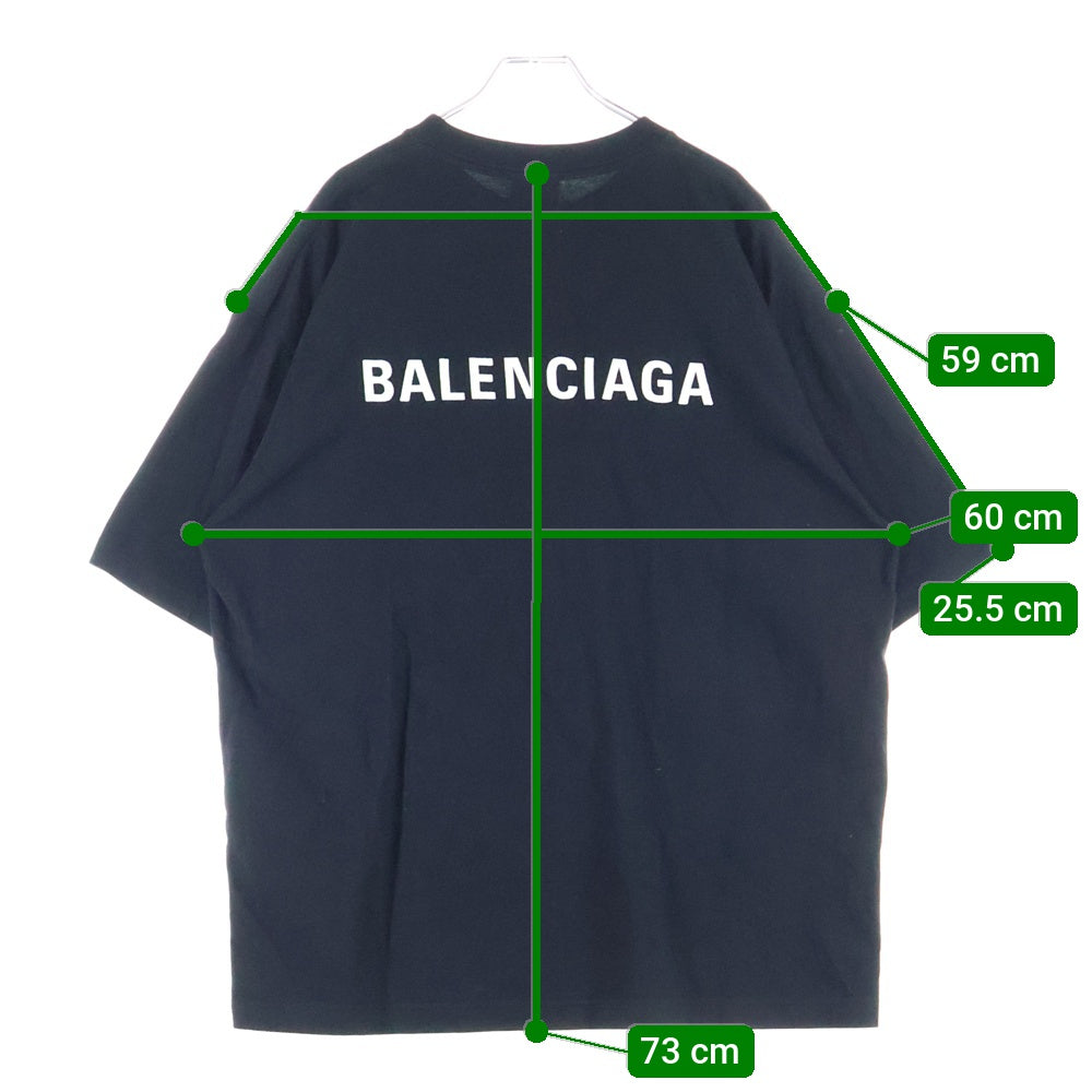 BALENCIAGA(バレンシアガ) 21SS フロントワンポイント バックロゴ刺繍 クルーネック 半袖Tシャツ カットソー ブラック 612966