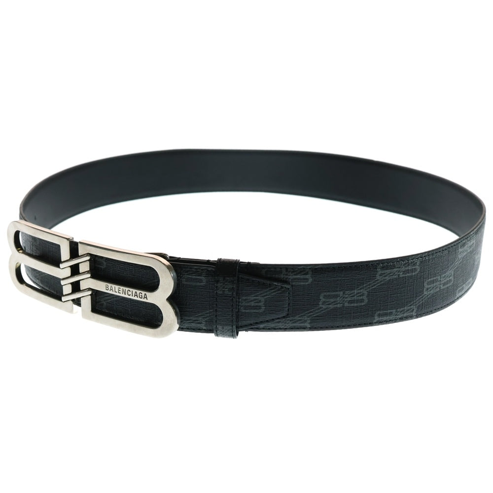 BALENCIAGA(バレンシアガ) BB バックル ベルト ブラック シルバー金具