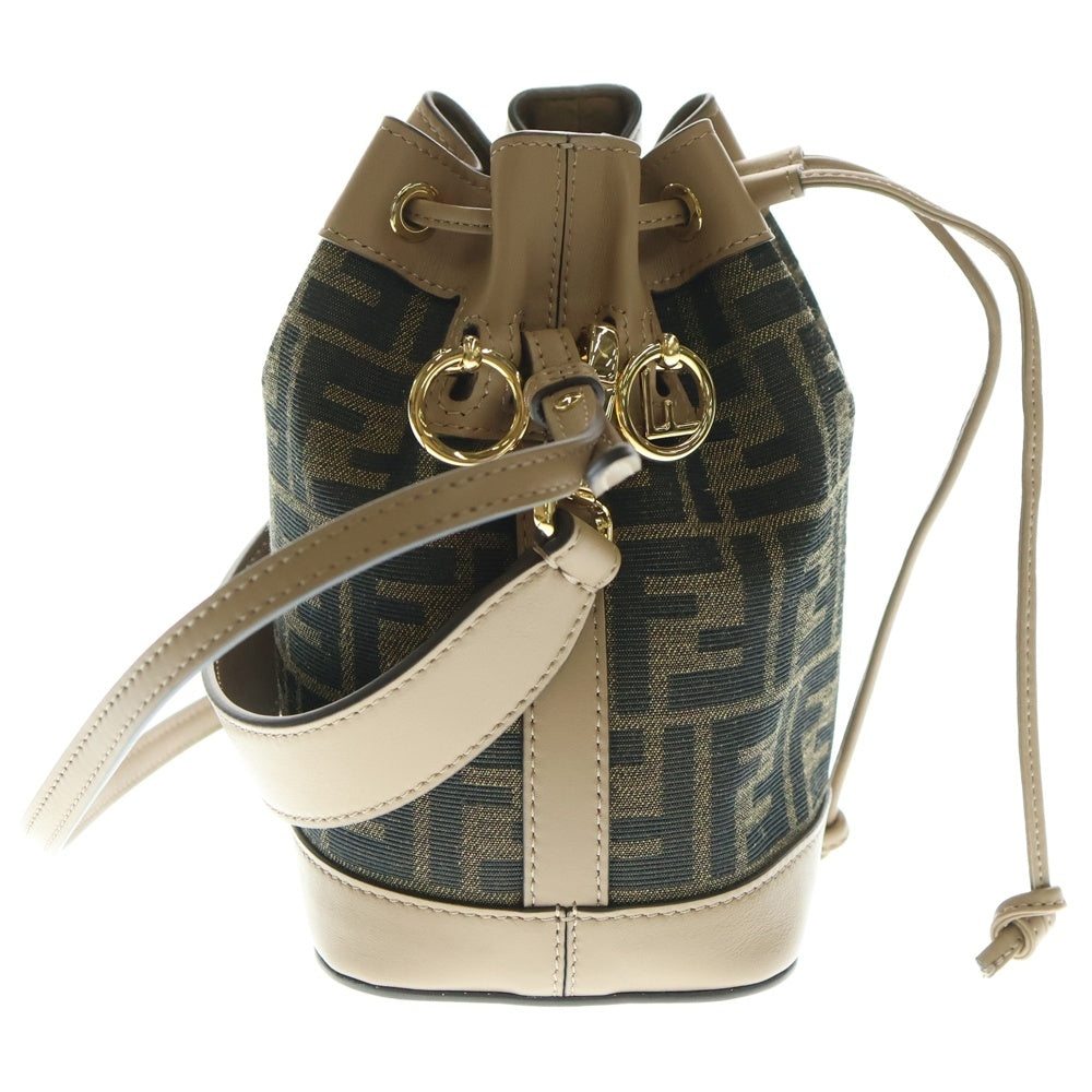 FENDI(フェンディ) FF モン トレゾール ファブリック 2WAY ミニバッグ レザー切替スウェードハンドバッグ ショルダーバッグ ブラウン レディース 8BS093