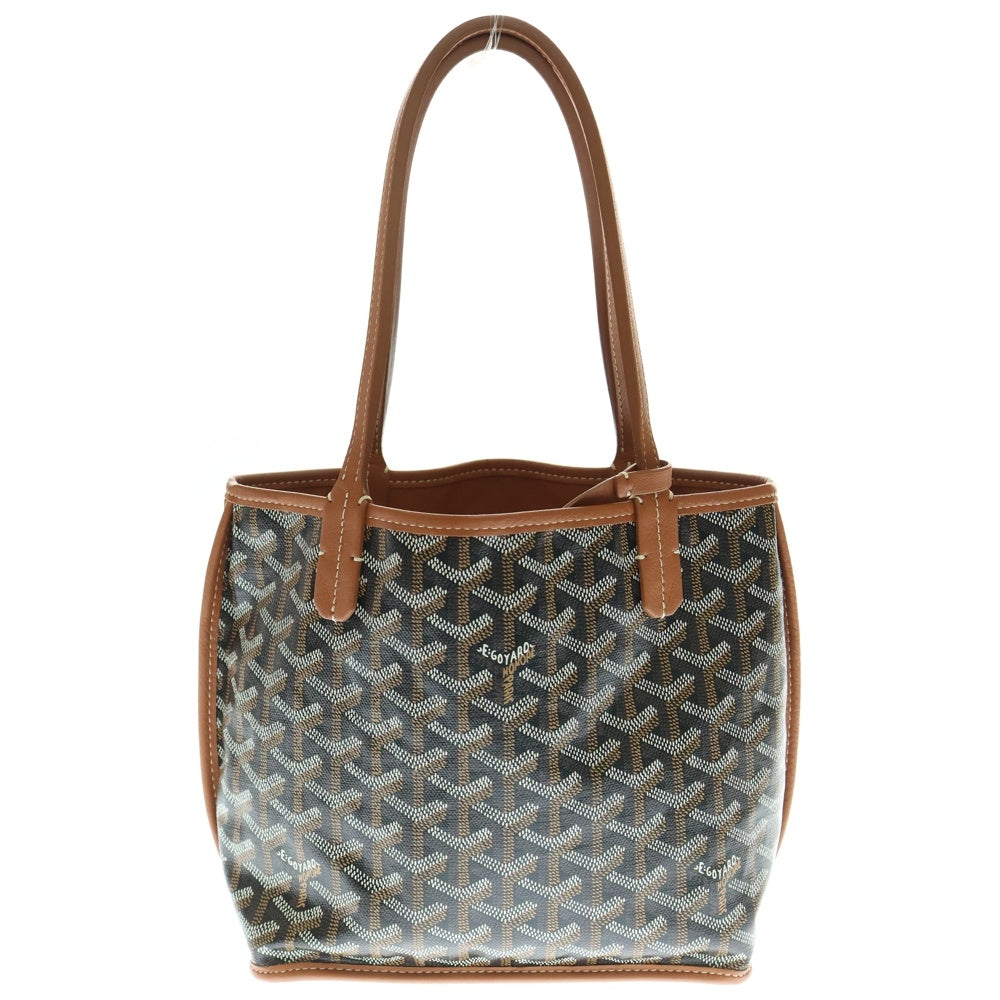 GOYARD(ゴヤール) アンジュミニ PVC コーティングキャンバス レザー ハンドバッグブラウン