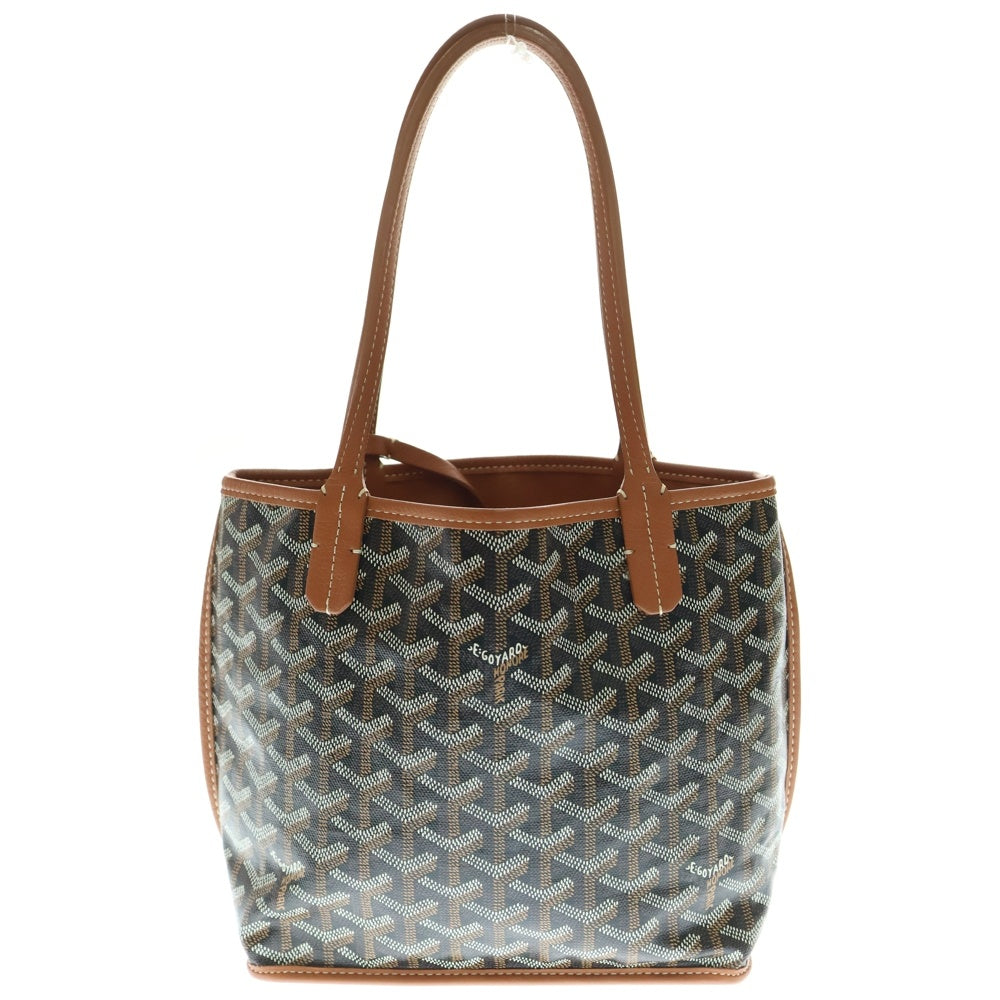 GOYARD(ゴヤール) アンジュミニ PVC コーティングキャンバス レザー ハンドバッグブラウン