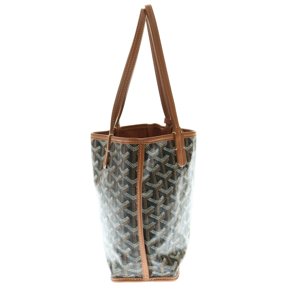 GOYARD(ゴヤール) アンジュミニ PVC コーティングキャンバス レザー ハンドバッグブラウン