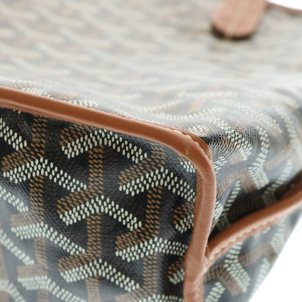GOYARD(ゴヤール) アンジュミニ PVC コーティングキャンバス レザー ハンドバッグブラウン