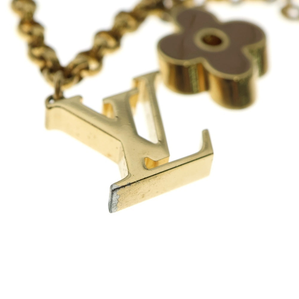 LOUIS VUITTON(ルイヴィトン) モノグラム フルールドゥモノグラム バッグチャーム キーホルダー キーリング ゴールド×ベージュ M65111