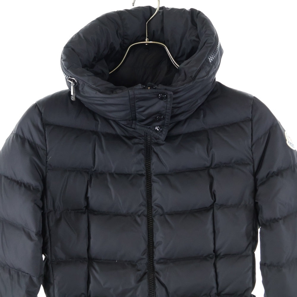 MONCLER(モンクレール) 17AW FLAMMETTE フラメッテ ワッペンロゴ フーデッド ジップアップ ダウン ロング ジャケット コート ブラック レディース C20934993105 54155