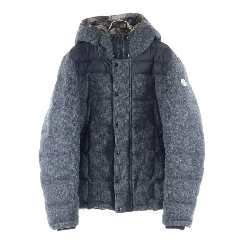 MONCLER(モンクレール) GUYENNE ギエンヌ カモフラ 迷彩柄 切り替え ウール フーデッド ジップアップ ダウンジャケット グレー 320914197885 54687
