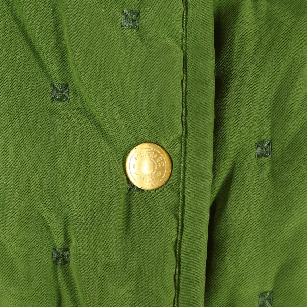 HERMES(エルメス) Paddock Coat パドック コート ベロア ベルベット キルティング 中綿 スナップボタン ジャケット グリーン