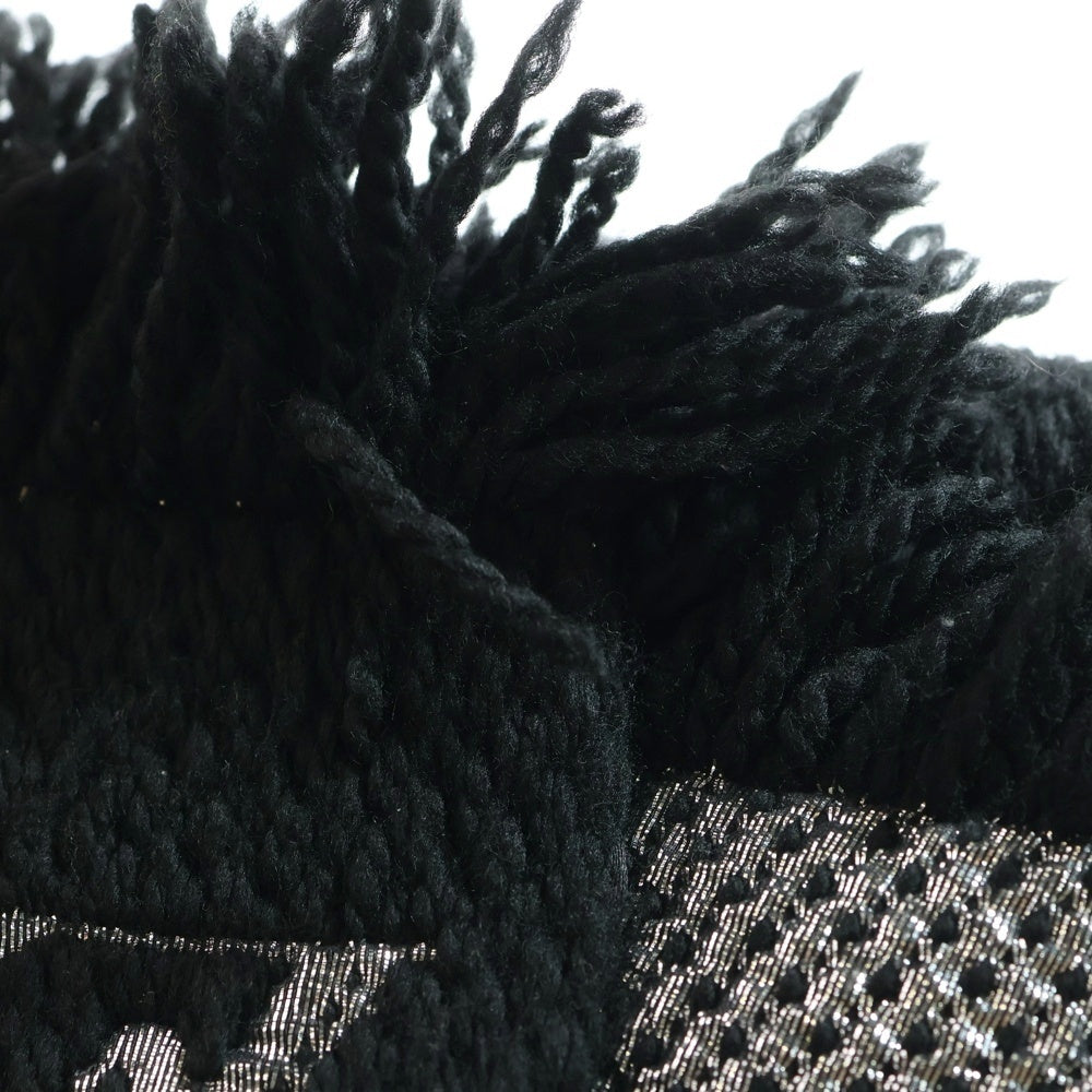 LOUIS VUITTON(ルイヴィトン) エシャルプ ロゴマニア シャイン フリンジ マフラー ストール ブラック ラメ糸 M75833