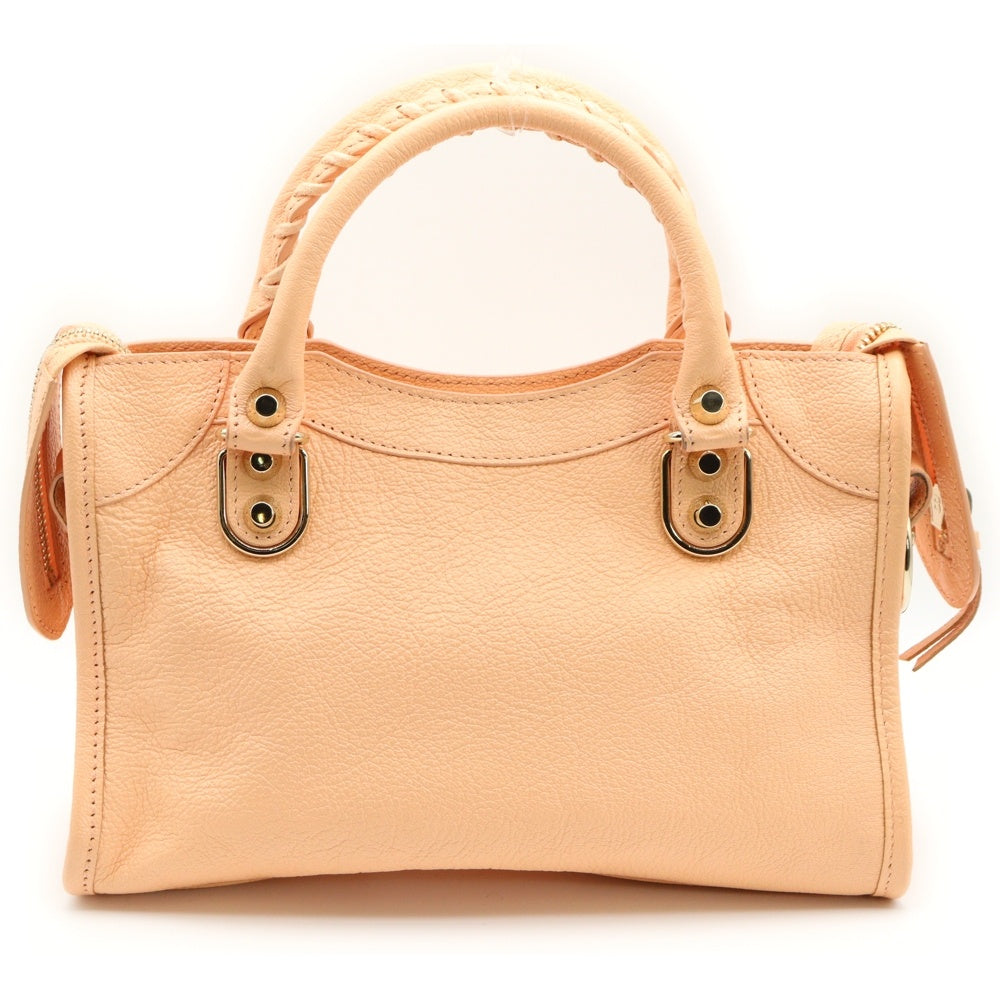 BALENCIAGA(バレンシアガ) クラシック ミニ シティ ハンドバッグ ショルダーバッグ サーモンピンク レザー 300295 ゴールド金具