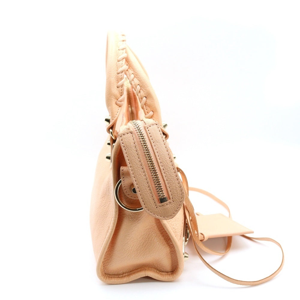 BALENCIAGA(バレンシアガ) クラシック ミニ シティ ハンドバッグ ショルダーバッグ サーモンピンク レザー 300295 ゴールド金具