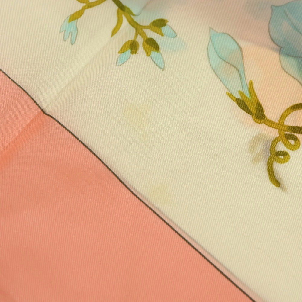 HERMES(エルメス) カレ90 ROMANTIQUE シルクスカーフ ピンク×ホワイト