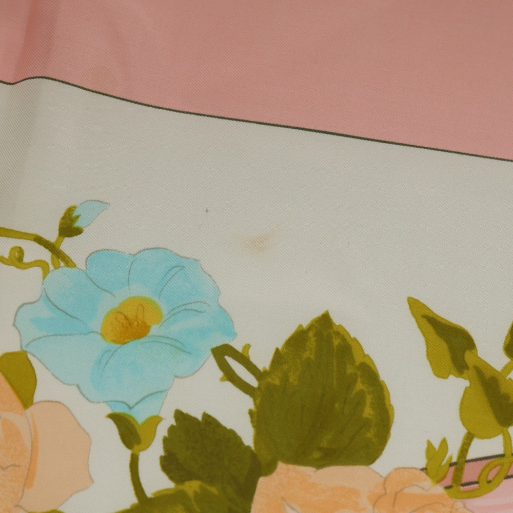 HERMES(エルメス) カレ90 ROMANTIQUE シルクスカーフ ピンク×ホワイト