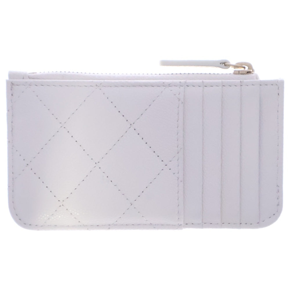 CHANEL(シャネル) フラグメントケース カードケース コインケース キャビアスキン ホワイト キャビアスキン AP0250 ゴールド金具 レディース